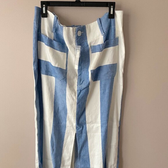 The Colette Linen Blend Maxi Skirt by Maeve Anthropologie Blue Stripe size XL - Picture 5 of 12